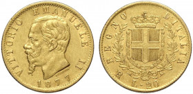Regno d'Italia, Vittorio Emanuele II, 20 Lire 1877-R, Au g 6,45 BB-SPL