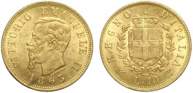 Regno d'Italia, Vittorio Emanuele II, 10 Lire 1863-T, Au g 3,22 q.FDC