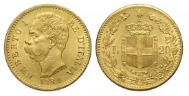 Regno d'Italia, Umberto I, 20 Lire 1881, Au g 6,45 q.FDC