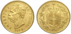 Regno d'Italia, Umberto I, 20 Lire 1883, Au g 6,45 q.FDC