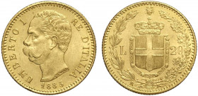 Regno d'Italia, Umberto I, 20 Lire 1885, Au g 6,45 q.FDC-FDC