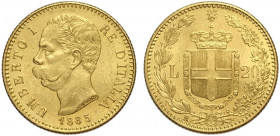 Regno d'Italia, Umberto I, 20 Lire 1885, Au g 6,45 q.FDC
