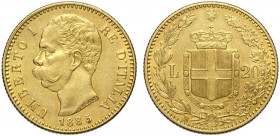 Regno d'Italia, Umberto I, 20 Lire 1885, Au g 6,45 q.SPL