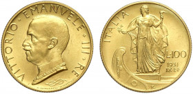 Regno d'Italia, Vittorio Emanuele III, 100 Lire 1931 anno IX, Au g 8,80 FDC
