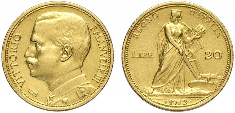Regno d'Italia, Vittorio Emanuele III, 20 Lire 1912, Rara Au g 6,45 due colpetti...