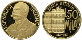 Repubblica Italiana, Monetazione in Lire, 50000 Lire 1993, Au 900 g 7,50 in box originale con certificato, Proof