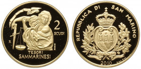 San Marino, Nuova Monetazione, Marengo da 2 Scudi 2010, Au g 6,45 Proof