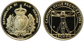 San Marino, Nuova Monetazione, 1/2 Marengo da 1 Scudo 1998, Au g 3,22 Proof