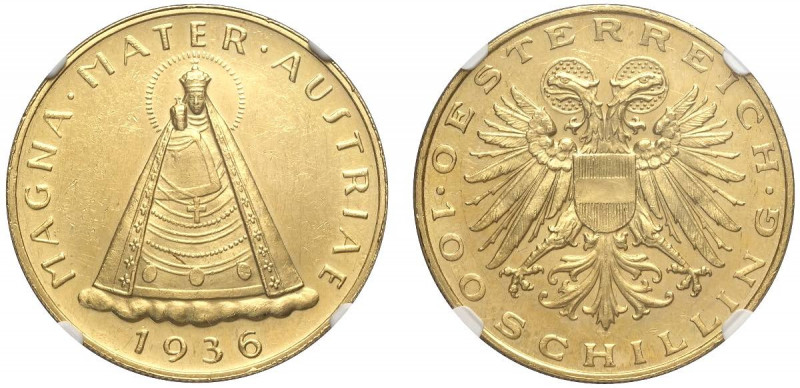 Austria, Republic, 100 Schilling 1936, Au 900 g 23,52 in Slab NGC PL60 (cert. 57...