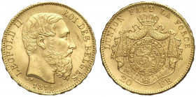 Belgium, Leopold II, 20 Francs 1875, Au g 6,45 q.FDC