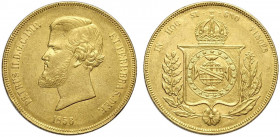 Brazil, Pedro II, 20000 Reis 1856, Au 917 g 17,93 colpetto, BB+