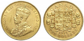 Canada, George V, 10 Dollars 1914, Au 900 g 16,72 colpetto e graffietti altrimenti SPL