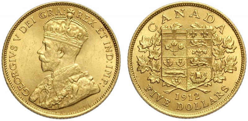 Canada, George V, 5 Dollars 1912, Au 900 g 8,36 q.FDC-FDC