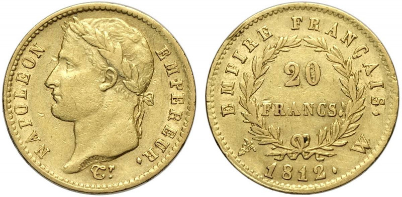 France, Napoleon I, 20 Francs 1812-W, Au g 6,45 BB