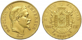 France, Napoleon III, 100 Francs 1869-A Au g 32,25 lieve colpetto, q.SPL