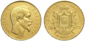 France, Napoleon III, 50 Francs 1857-A Au g 16,12 colpetto, q.SPL