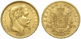 France, Napoleon III, 20 Francs 1863-A Au g 6,45 SPL+