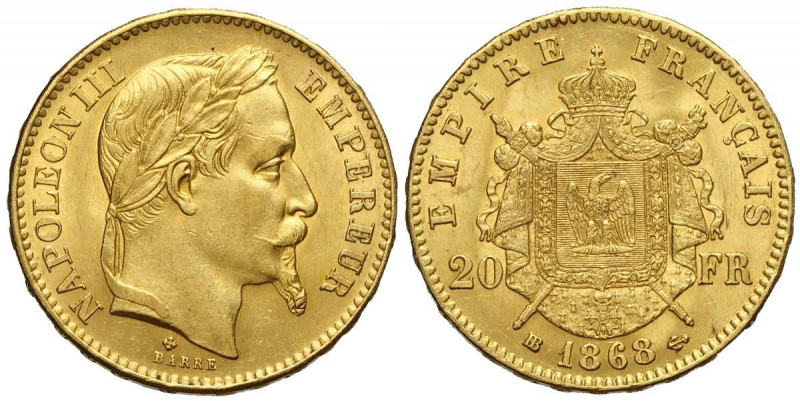 France, Napoleon III, 20 Francs 1868-BB Au g 6,45 SPL