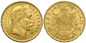 France, Napoleon III, 20 Francs 1868-BB Au g 6,45 SPL