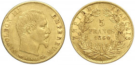 France, Napoleon III, 5 Francs 1860-A Au g 1,61 q.SPL