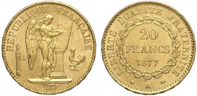 France, Modern Republic, 20 Francs 1877-A, Au g 6,45 fondi lucenti, SPL-FDC