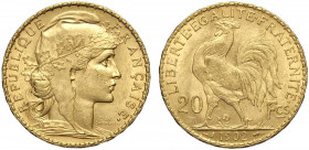 France, Modern Republic, 20 Francs 1902, Au g 6,45 SPL+