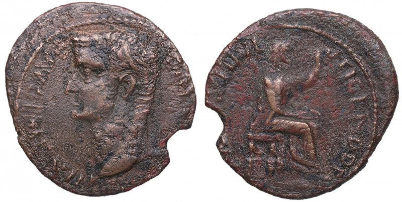 14-37 d.C. Tiberio 14-37 d.C. UTICA en Zeugitania. Provincial. AE 23. RPC 724. A...