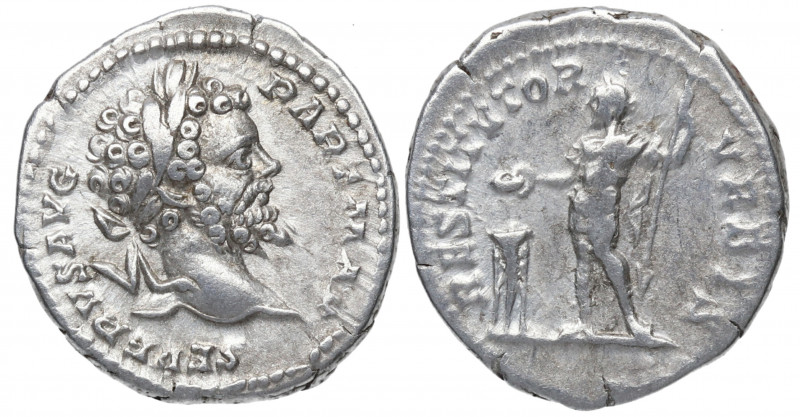 200/1 d.C. Septimio Severo. Roma. Denario. DS 4124 k.1.a. Ag. 3,43 g. RESTITVTOR...