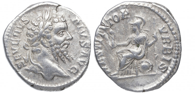 207 d.C. Septimio Severo. Roma. Denario. DS 4131 f. Ag. 2,28 g. RESTITVTOR VRBIS...