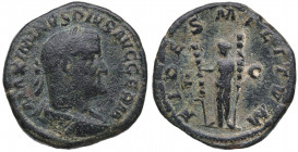 236-238 d.C. Maximino I (235-238 d.C). Roma. Sestercio. RIC IV 78; C. 13; BMCRE 140. Ae. 22,54 g. MAXIMINVS PIVS AVG GERM, cabeza laureada con manto y...