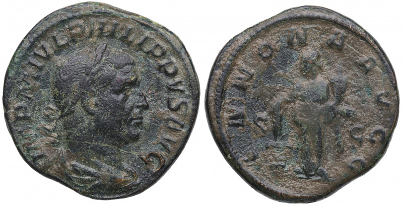 244-249 d.C. Filipo I el Árabe (244-249 dC). Roma. Sestercio. RIC 168. Ae. 18,85...