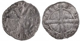 1188-1230. Alfonso IX (1188-1230). Asemeja SI (Compostela). Dinero. Ve. 0,53 g. BC+ / MBC-. Est.30.