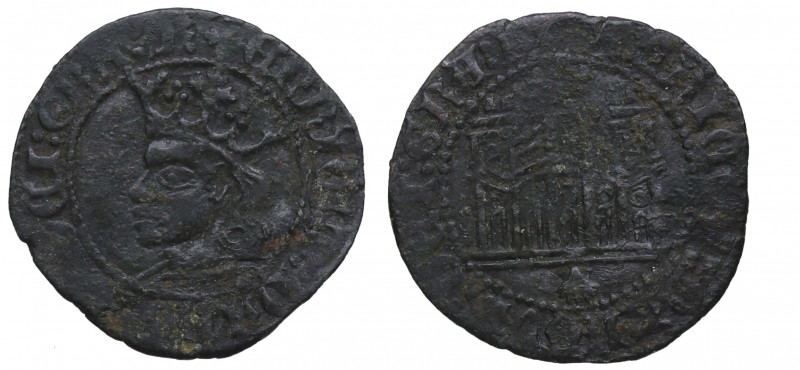 1454-1474. Enrique IV (1454-1474). Coruña. Dinero. Ve. 1,68 g. ESCASA. Buen ejem...