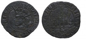 1454-1474. Enrique IV (1454-1474). Coruña. Dinero. Ve. 1,68 g. ESCASA. Buen ejemplar. MBC. Est.220.