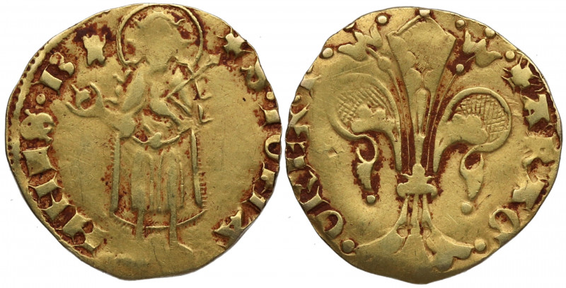 1354-1387. Pedro IV. Valencia. 1 Florín. Cru.V.S. 392. Au. 3,43 g. S IOH -NNES B...