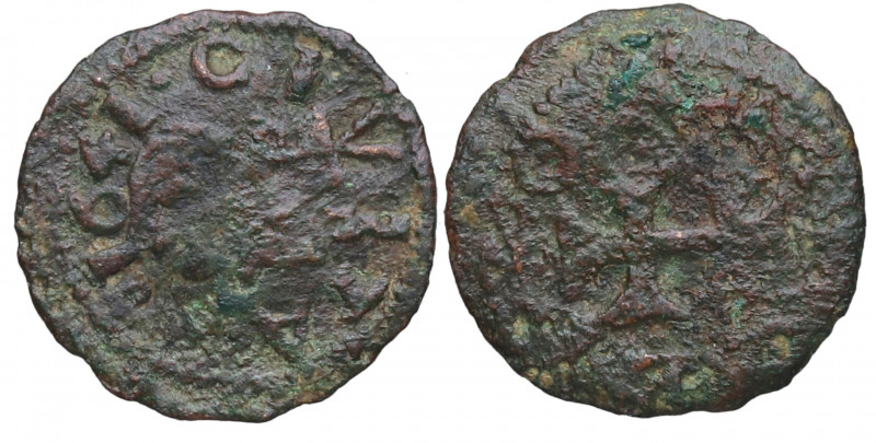 1641. Guerra dels Segadors. Solsona (Lleida). Diner. A&C 221. Cu. 0,65 g. Busto ...