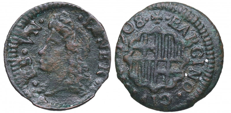 1708. Carlos III, Pretendiente. Barcelona. Diner. A&C 1. Cu. 0,77 g. MBC-. Est.2...
