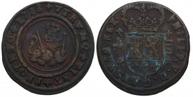 1718. Felipe V (1700-1746). Valencia. 4 Maravedís. A&C 98. Cu. 8,51 g. Escasa. MBC. Est.100.