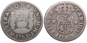 1765. Carlos III (1759-1788). Lima. 1/2 Real Columnario. JM. A&C 117. Ag. 1,49 g. MBC-. Est.50.