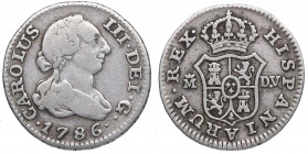 1786. Carlos III (1759-1788). Madrid. 1/2 Real. DV . A&C 172. Ag. 1,42 g. MBC. Est.50.