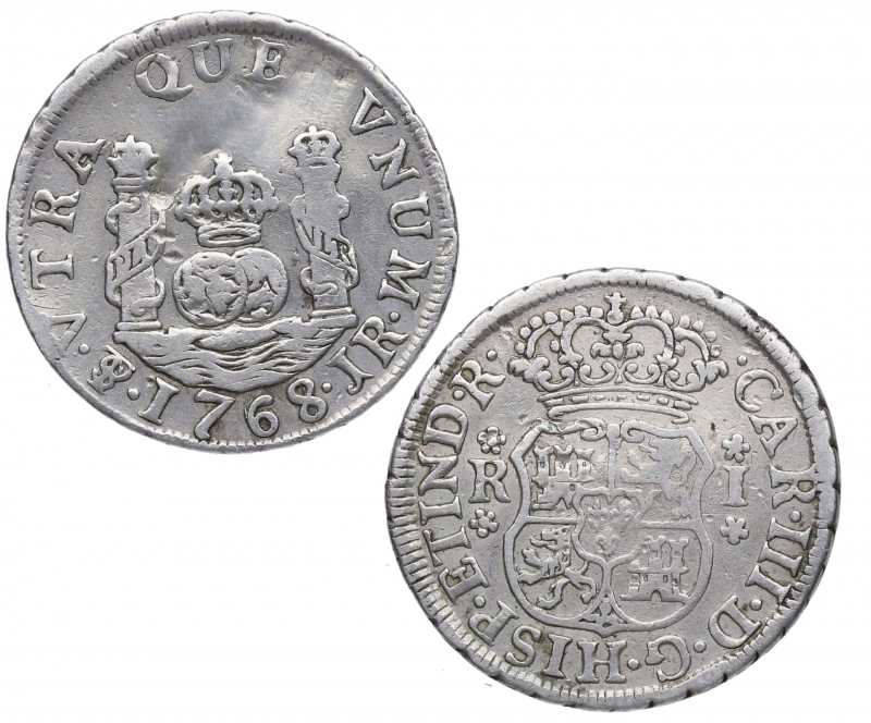 1768. Carlos III (1759-1788). Potosí. 1 Real Columnario. JR. A&C 466. Ag. 3,25 g...