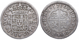 1760. Carlos III (1759-1788). Madrid. 2 Reales. JP. A&C 608. Ag. 5,83 g. Escasa. MBC+ / MBC. Est.70.