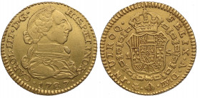 1787. Carlos III (1759-1788). Madrid. 1 Escudo. DV. A&C1370. Au. 3,32 g. Busto de Carlos III a derecha y escudo cuartelado de castillos y leones. MBC ...
