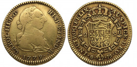 1779. Carlos III (1759-1788). Madrid. 2 Escudos. PJ. A&C 1557. Au. 6,68 g. MBC- / MBC. Est.400.