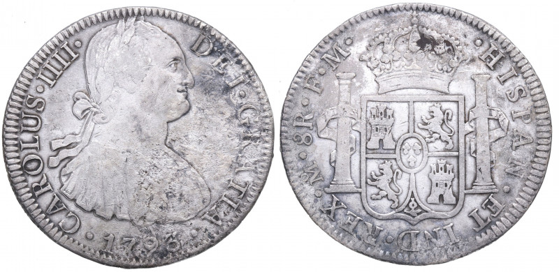 1793. Carlos IV (1788-1808). México. 8 Reales. FM. A&C 955. Ag. 25,02 g. Oxidaci...