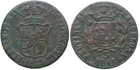 1823. Fernando VII (1808-1833). Barcelona. 3 Cuartos. A&C 15. Cu. 6,97 g. BC+. Est.20.