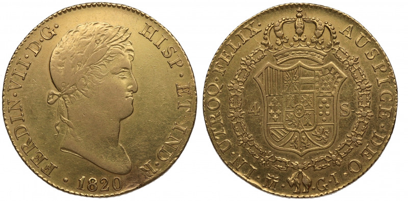 1820. Fernando VII (1808-1833). Madrid. 4 Escudos. GJ. A&C 1776. Au. 13,40 g. At...