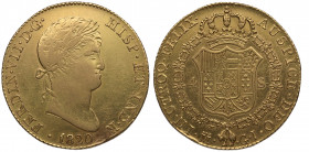 1820. Fernando VII (1808-1833). Madrid. 4 Escudos. GJ. A&C 1776. Au. 13,40 g. Atractiva. EBC-. Est.1000.