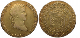 1817. Fernando VII (1808-1833). Lima. 8 Escudos. JP. A&C 1764. Au. 27,03 g. ESCASA. MBC / MBC+. Est.1600.