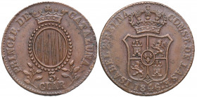 1846. Isabel II (1833-1868). Barcelona. 3 Cuartos. A&C 13. Cu. 7,08 g. MBC-. Est.20.
